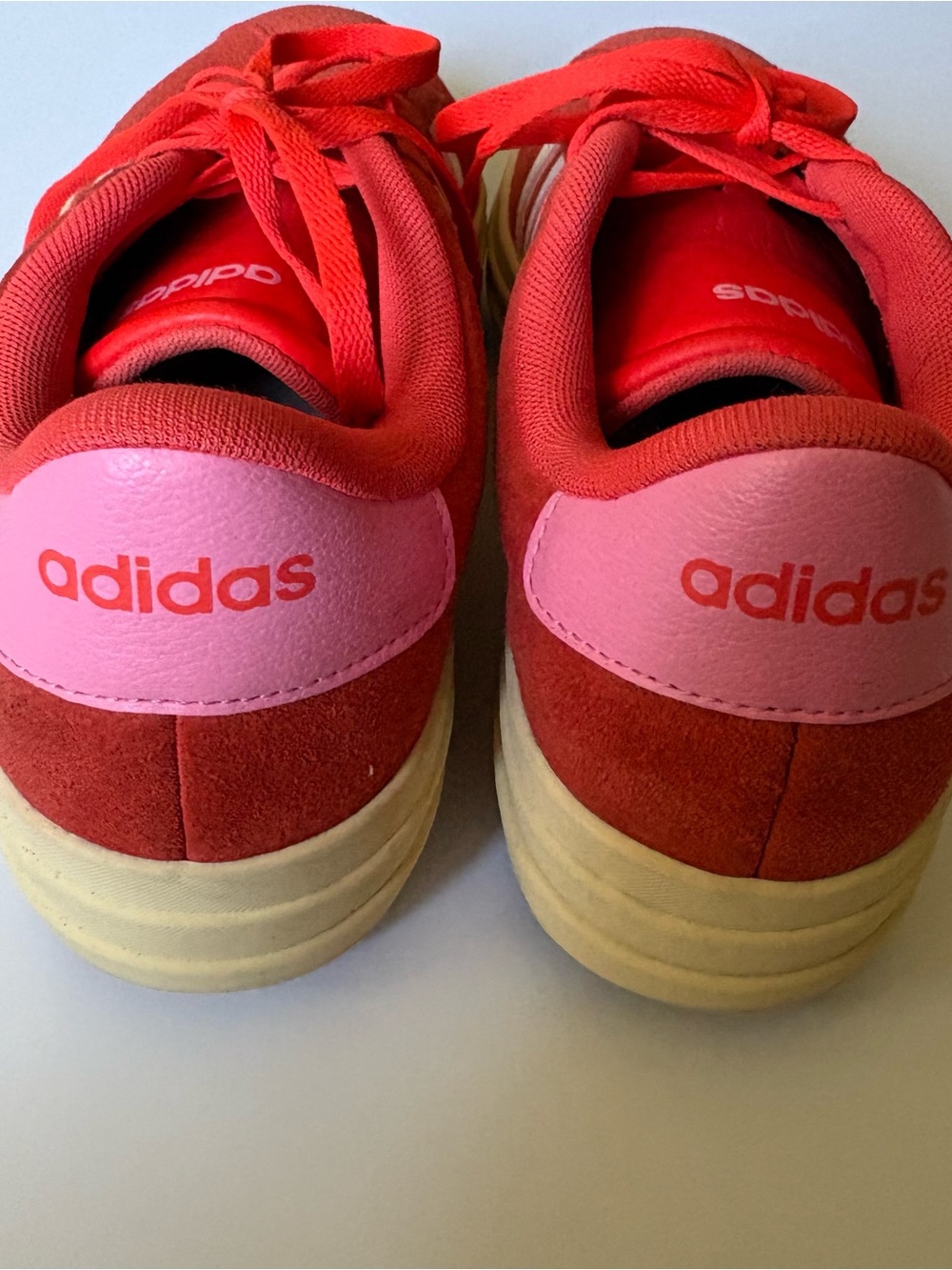 adidas Vl Court Bold Platform Sneaker Red Pink Retro Athleisure Suede Leather - Picture 4 of 7